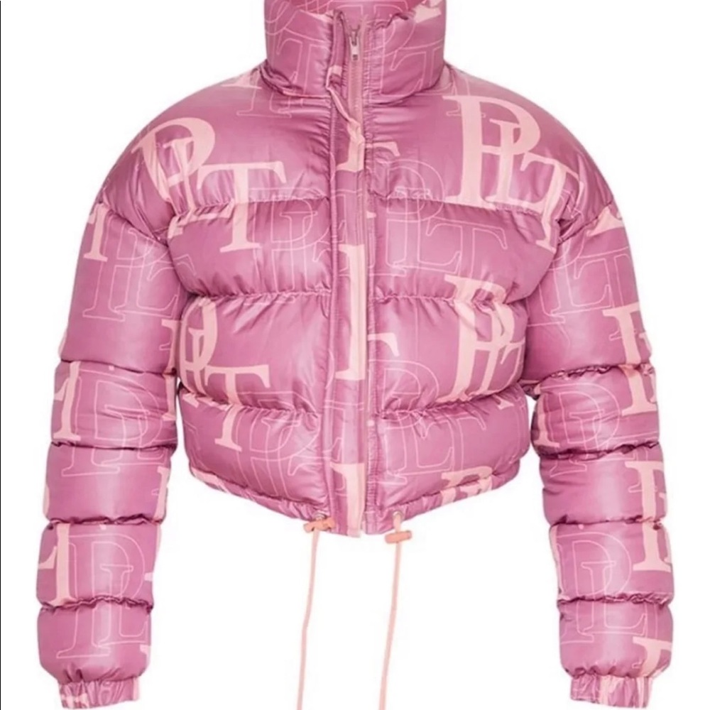 Pink Crop Puffer Jacket
